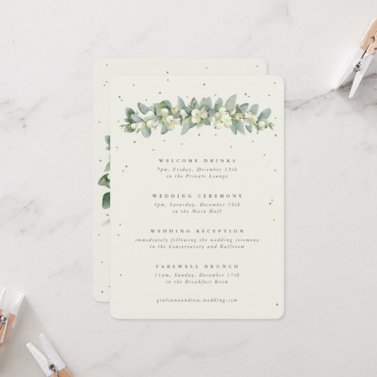 Große Creme-Schneebeere + Eukalyptus Hochzeitsplan (Vorderseite/Rückseite Beispiel)