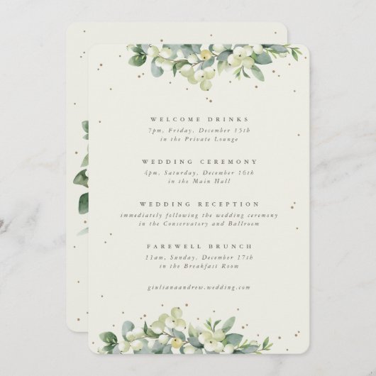 Große Creme Snowberry+Eukalyptus Hochzeitreise (Vorne/Hinten)