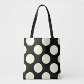 Große cremefarbene Polka zeigt Kreise auf schwarz Tasche (Vorderseite)