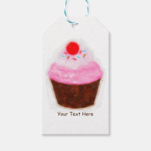Große Cupcake & Kirsche Wasserfarbe Party Favor Geschenkanhänger