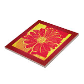 Große Daisy Aster in Rot, Gelb und Safron Fliese (Seite)