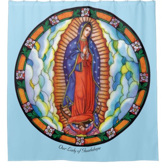Große Dame aus Guadalupe, weißer Duschvorhang (Vorderseite)