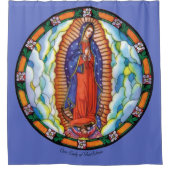 Große Dame des Blauen Duschvorhangs von Guadalupe Duschvorhang (Vorderseite)