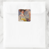 Große Dame Quadratischer Aufkleber (Tasche)