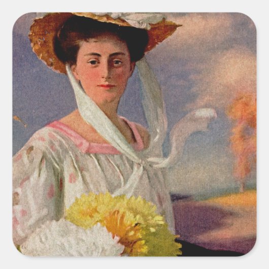 Große Dame Quadratischer Aufkleber (Vorderseite)