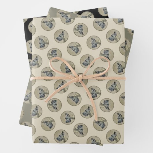 Große Dan-Malerei Brindle Original Hunde Kunst Geschenkpapier Set (Beispiel)