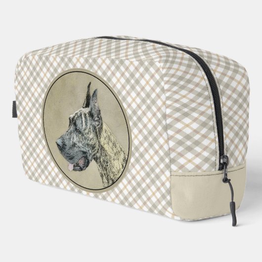 Große Dan-Malerei Brindle Original Hunde Kunst Waschbeutel (Rechte Ecke)