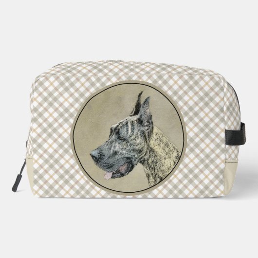 Große Dan-Malerei Brindle Original Hunde Kunst Waschbeutel (Rückseite)