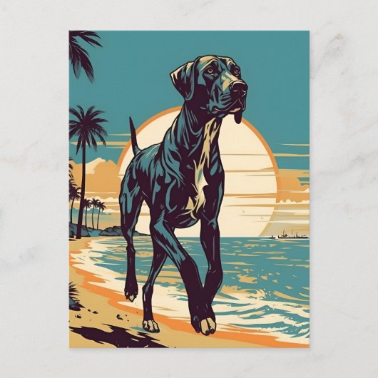 Große Däne an einem tropischen Strand bei Sonnenun Postkarte (Vorderseite)