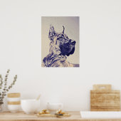 große dane-blaue Skizze Poster (Küche)