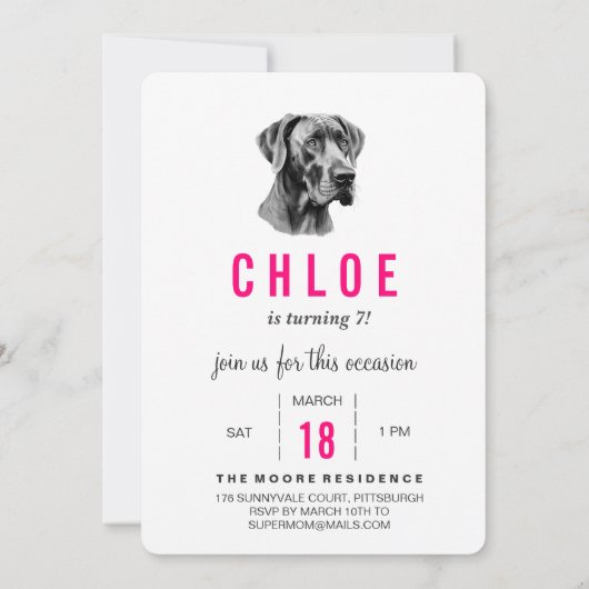 Große Dane-Einladung Einladung (Rückseite)