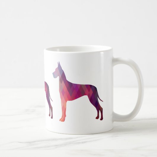 Große dane farbenfrohe geometrische Silhouette Kaffeetasse (Rechts)