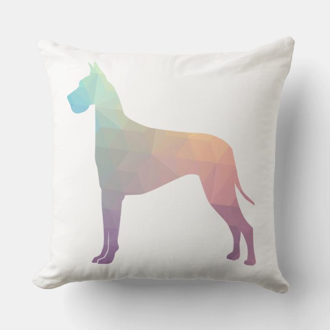 Große dane farbenfrohe geometrische Silhouette Kissen (Vorderseite)