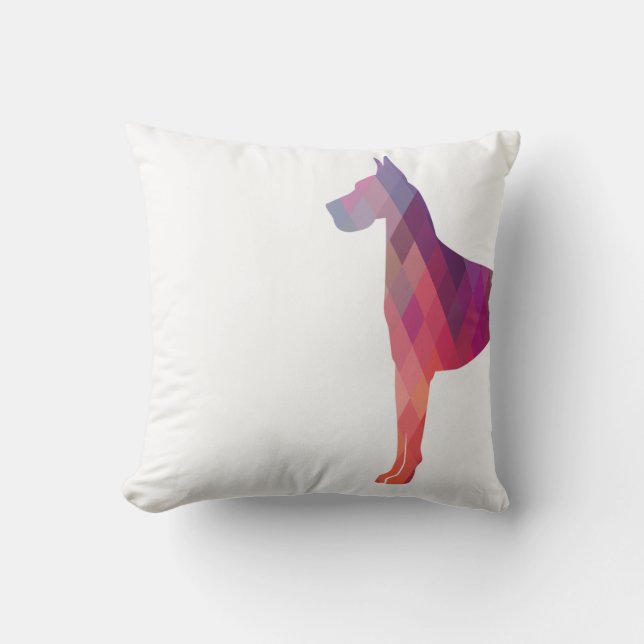 Große dane farbenfrohe geometrische Silhouette Kissen (Vorderseite)