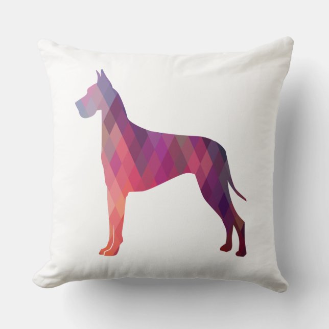 Große dane farbenfrohe geometrische Silhouette Kissen (Vorderseite)
