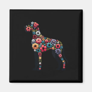 Große Dane Floral Silhouette Hund Große Dane Liebh Magnet