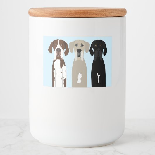 Große Dane Hunde Lebensmitteletikett (Vorderseite)