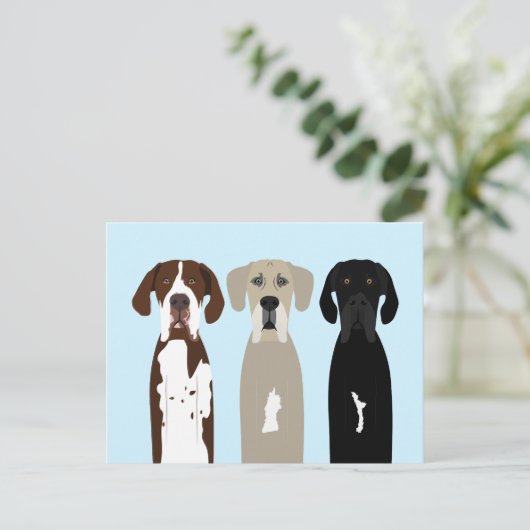 Große Dane Hunde Postkarte (Stehend Vorderseite)
