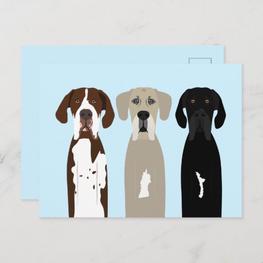 Große Dane Hunde Postkarte (Vorne/Hinten)
