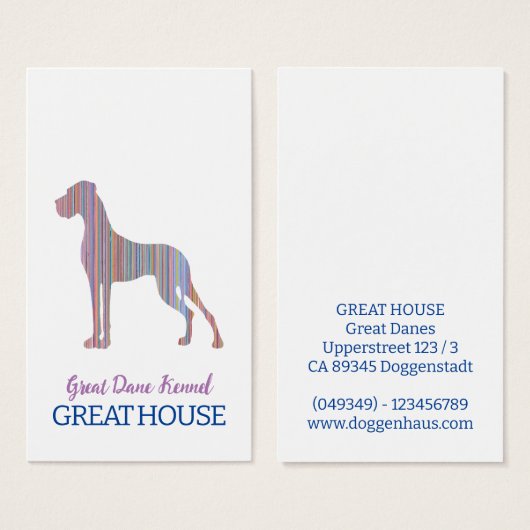 Große Dane Illustration Pastel Business Cards (Vorne & Hinten)