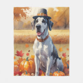 Große Däne im Herbst lässt Erntedank Kunst Fleecedecke (Vorderseite)