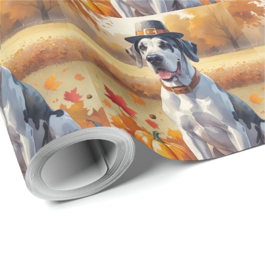 Große Däne im Herbst lässt Erntedank Kunst Geschenkpapier (Rolleneckpunkt)