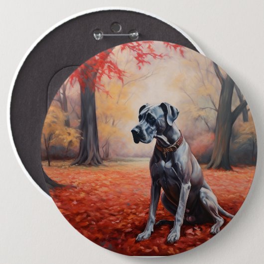 Große Däne im Herbstausfall Inspiriert Button (Vorne & Hinten)