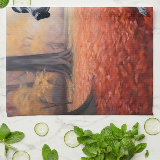 Große Däne im Herbstausfall Inspiriert Geschirrtuch (Gefaltet)