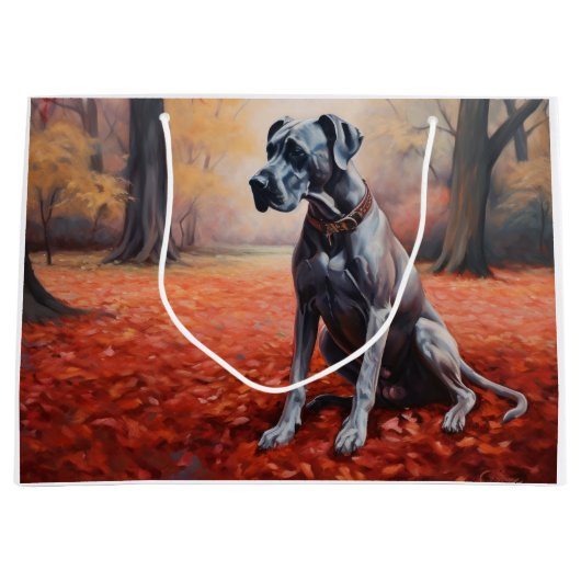 Große Däne im Herbstausfall Inspiriert Große Geschenktüte (Vorderseite)