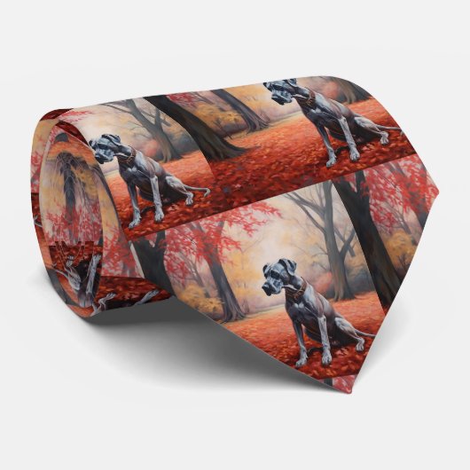 Große Däne im Herbstausfall Inspiriert Krawatte (Gerollt)