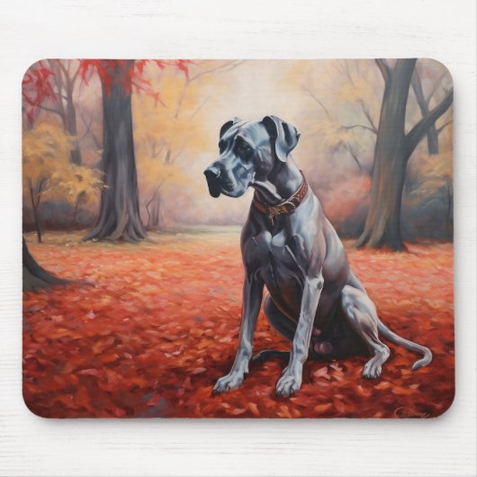 Große Däne im Herbstausfall Inspiriert Mousepad (Vorne)