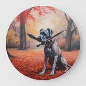 Große Däne im Herbstausfall Inspiriert Wanduhr (Vorderseite)