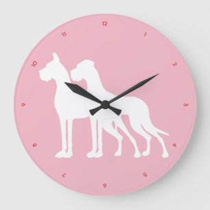 Große Däne in Rosa Wanduhr
