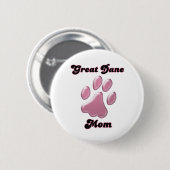 Große Dane-Mama Rosa Pawprint - Schaltfläche Button (Vorne & Hinten)