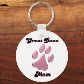 Große Dane-Mama Rosa Pawprint Schlüsselanhänger (Vorderseite)