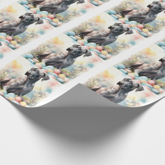 Große Däne mit Ostereiern Geschenkpapier (Ecke)