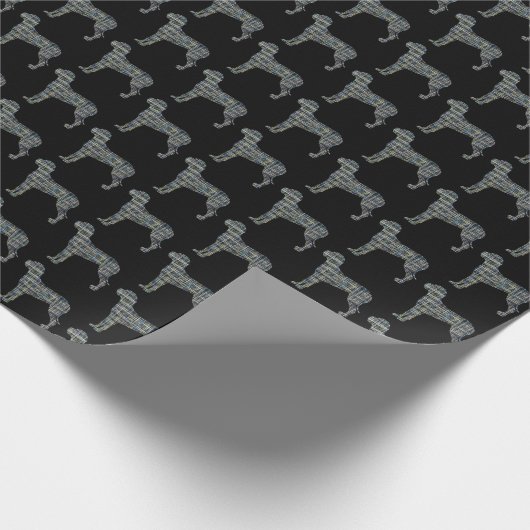 Große Dane Silhouette Gelb & Schwarz Raster Wrappi Geschenkpapier (Ecke)