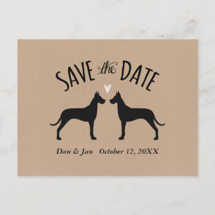 Große Dane-Silhouetten Hochzeiten speichern das Da Ankündigungspostkarte