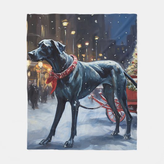 Große dane Weihnachtsfeiertage Fleecedecke (Vorderseite)