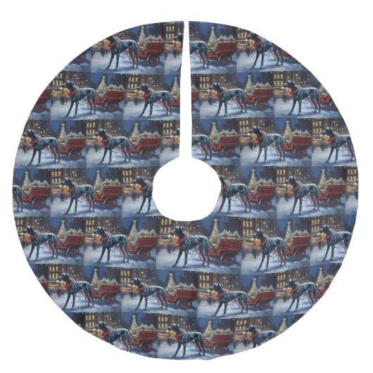 Große dane Weihnachtsfeiertage Polyester Weihnachtsbaumdecke (Vorderseite)