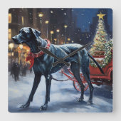 Große dane Weihnachtsfeiertage Quadratische Wanduhr (Vorderseite)