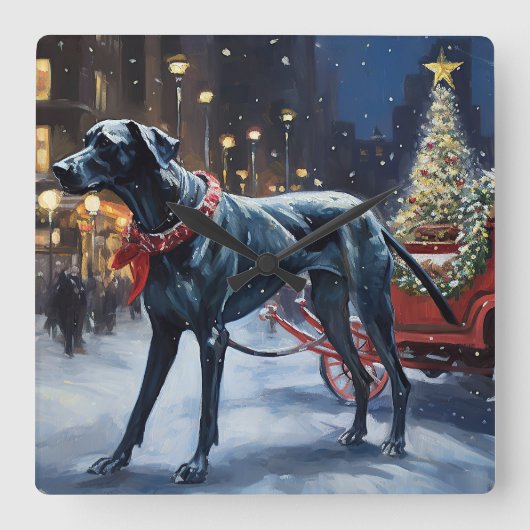 Große dane Weihnachtsfeiertage Quadratische Wanduhr (Vorderseite)