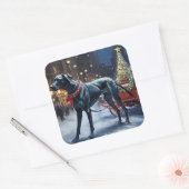 Große dane Weihnachtsfeiertage Quadratischer Aufkleber (Umschlag)