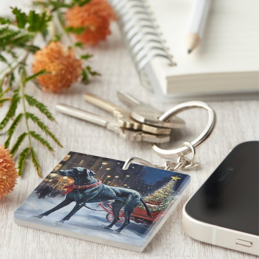 Große dane Weihnachtsfeiertage Schlüsselanhänger (Vorderseite rechts)