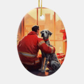 Große Dane Weihnachtsschmuck, Hunde-Gedenkgeschenk Keramik Ornament (Hinten)