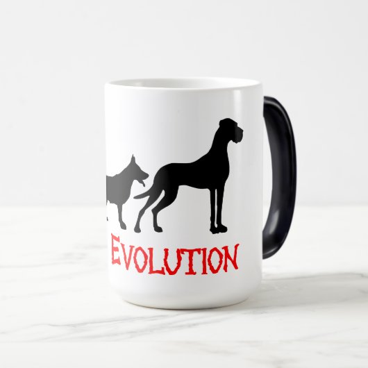 Große Dänen Evolution ist lustig Verwandlungstasse (VorderseiteRechts)