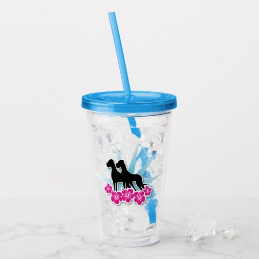 Große Dänen mit Hibiskus-Blume Acryltrinkbecher (Vorderseite Ice)
