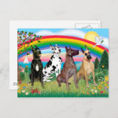 Große Dänen (vier) - Rainbow Bright Postkarte (Vorne/Hinten)
