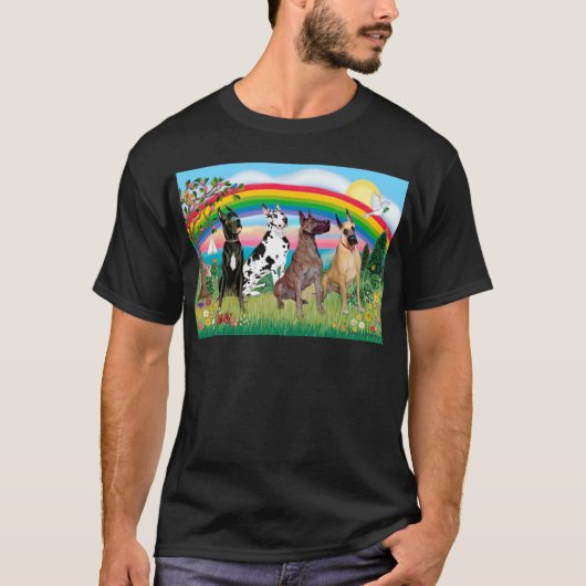Große Dänen (vier) - Rainbow Bright T-Shirt (Vorderseite)