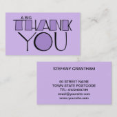 Große Danksagung für die lila Visitenkarte (Vorne/Hinten)